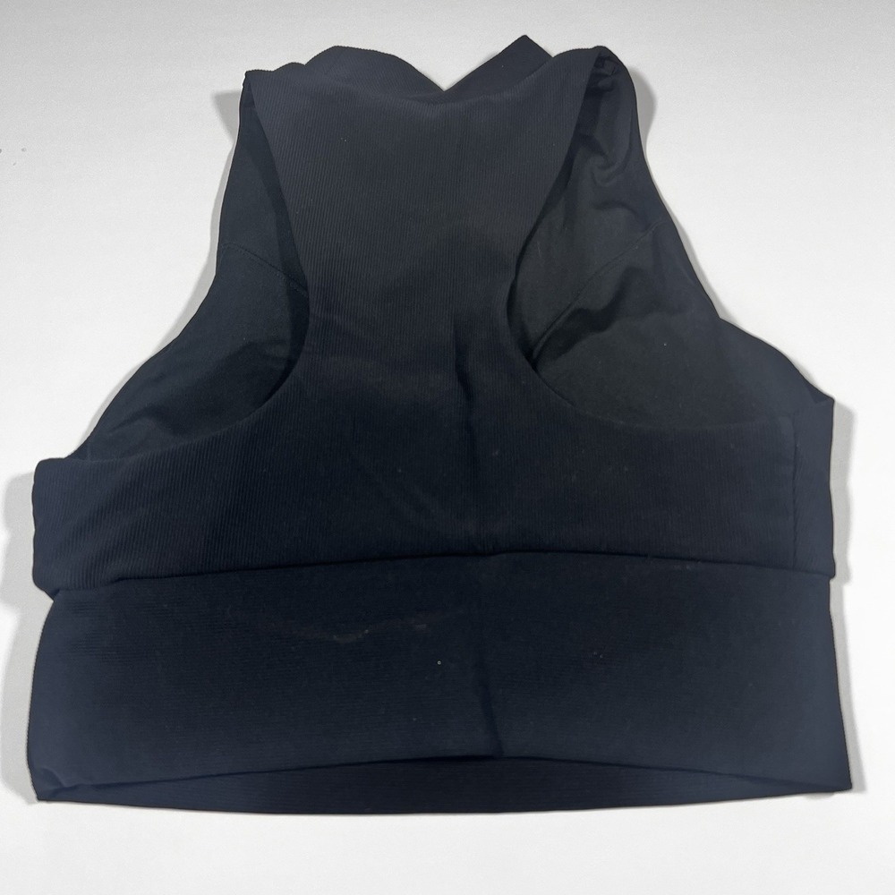 IndustrySleeveless Turtleneck Top Womens Small Black Ribbed Mock Neck Crop Top - Picture 2 of 8